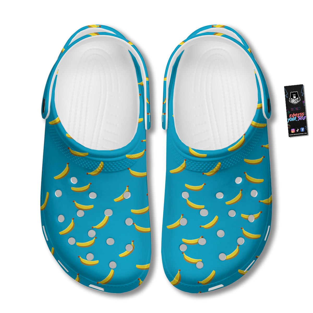 Banana Turquoise Print Pattern Clog-grizzshop