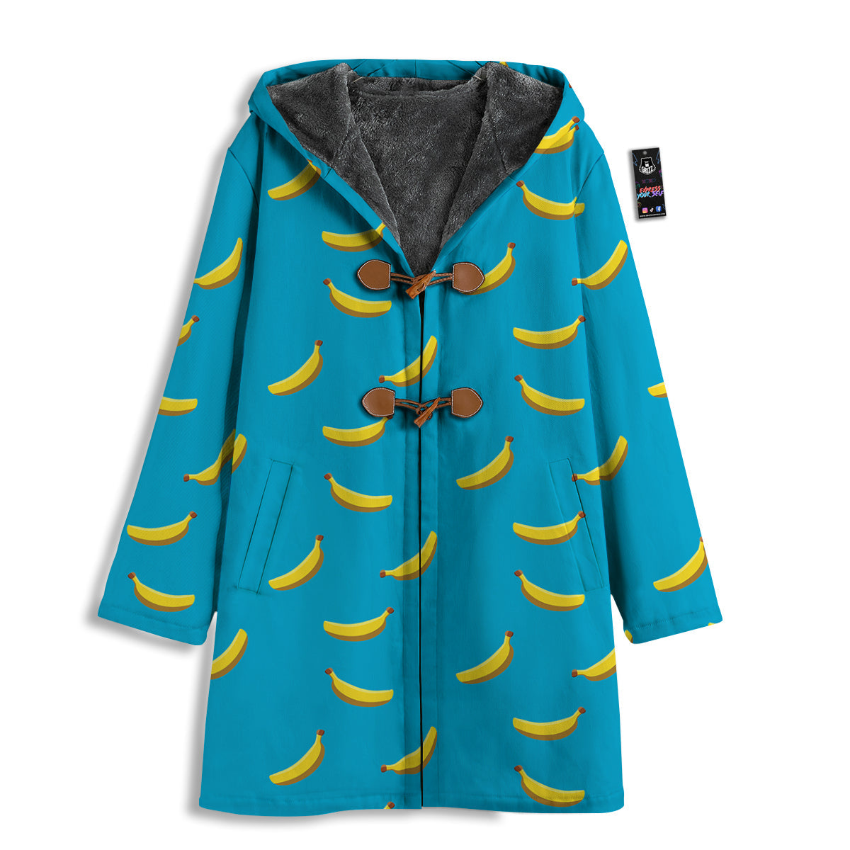 Banana Turquoise Print Pattern Men's Windbreaker Jacket-grizzshop