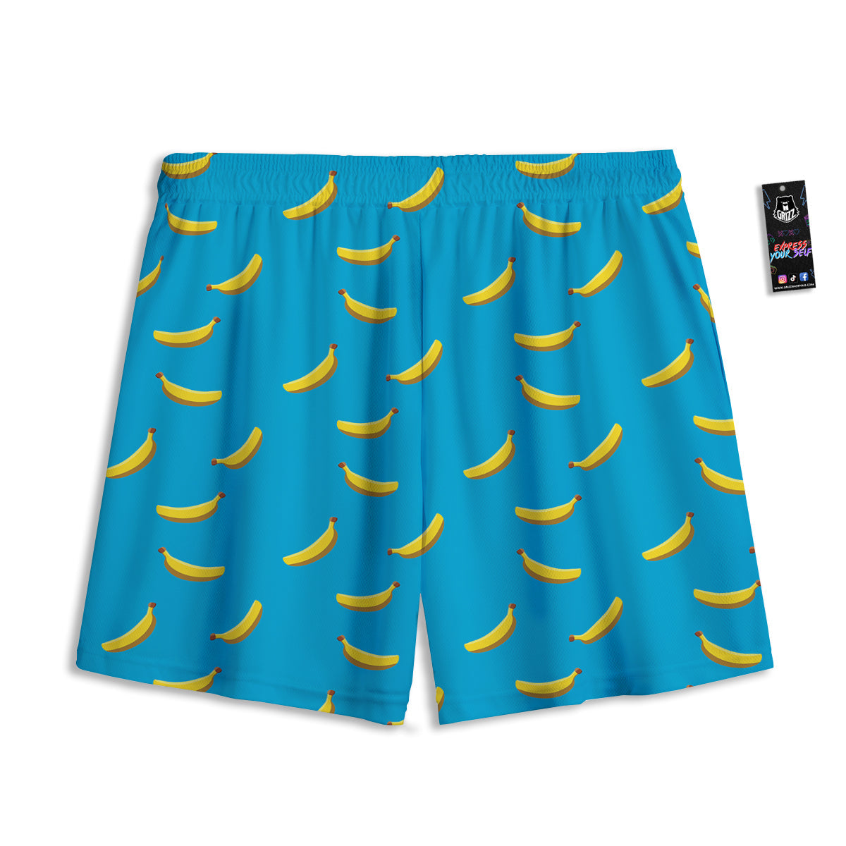 Banana Turquoise Print Pattern Mesh Shorts