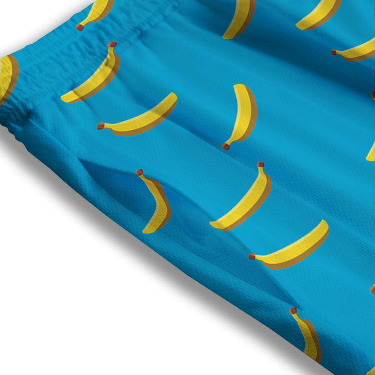 Banana Turquoise Print Pattern Mesh Shorts