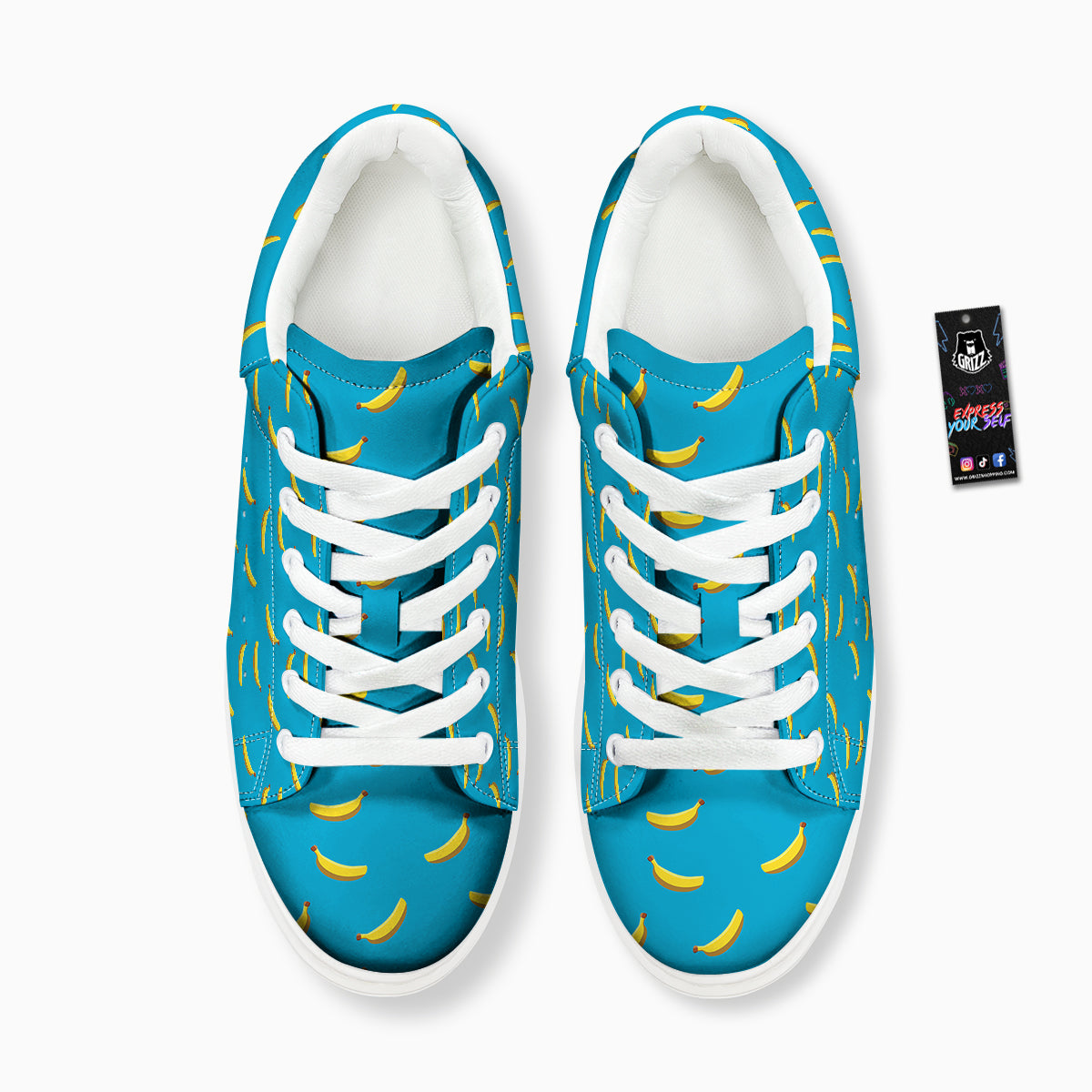 Banana Turquoise Print Pattern Platform Shoes-grizzshop