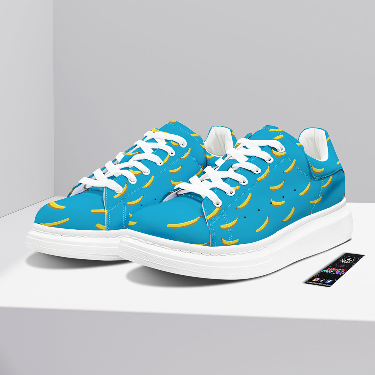 Banana Turquoise Print Pattern Platform Shoes-grizzshop