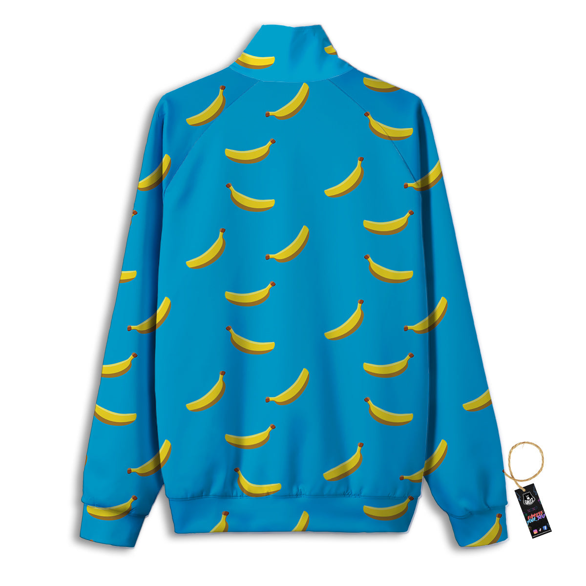 Banana Turquoise Print Pattern Track Jacket-grizzshop
