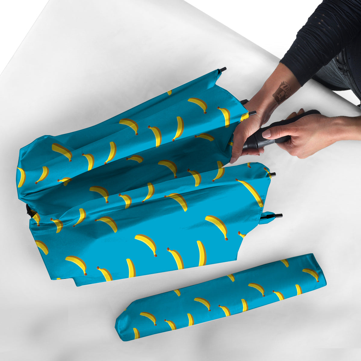 Banana Turquoise Print Pattern Umbrella-grizzshop