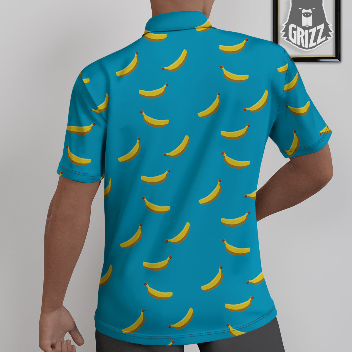 Banana Turquoise Print Pattern Untucked Shirts-grizzshop