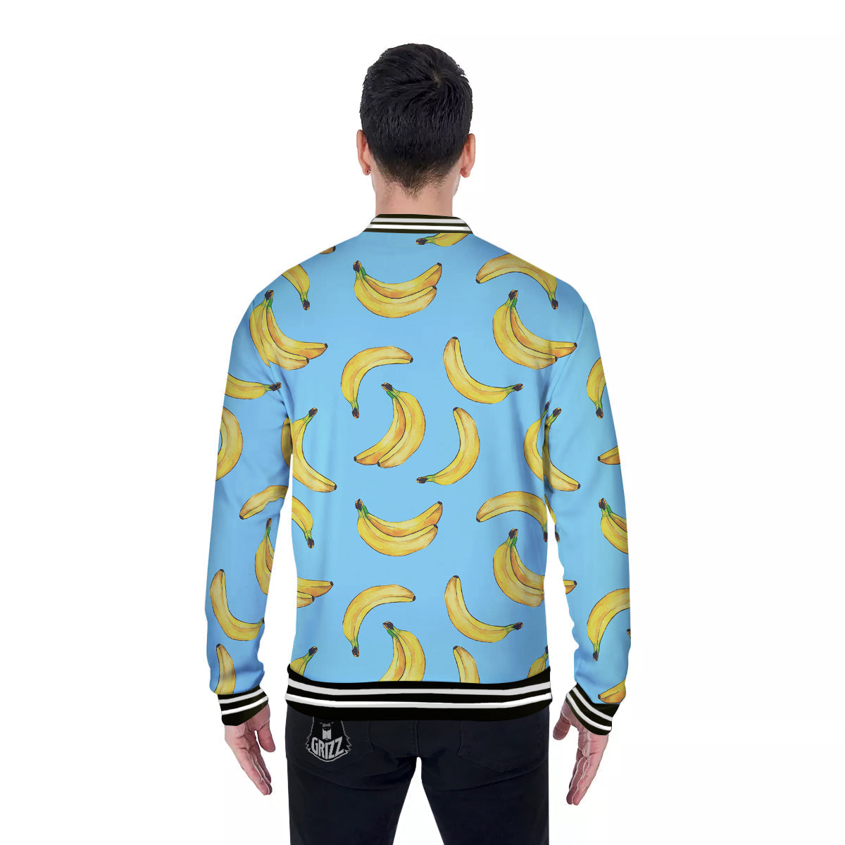 Banana Watercolor Print Pattern Baseball Jacket-grizzshop