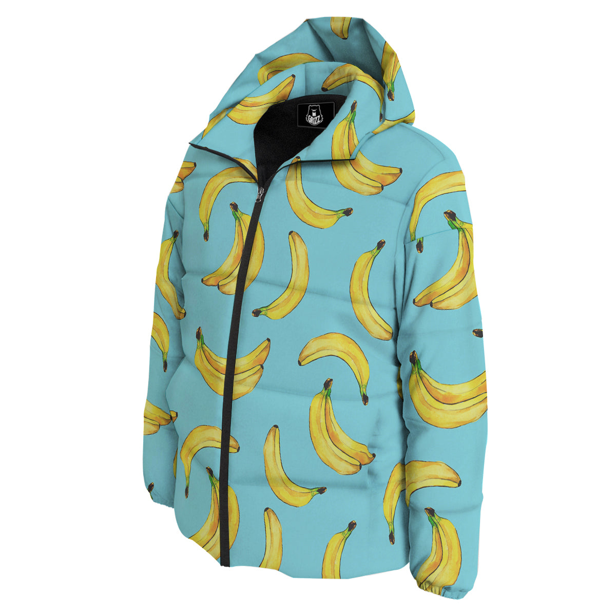 Banana Watercolor Print Pattern Down Jacket-grizzshop