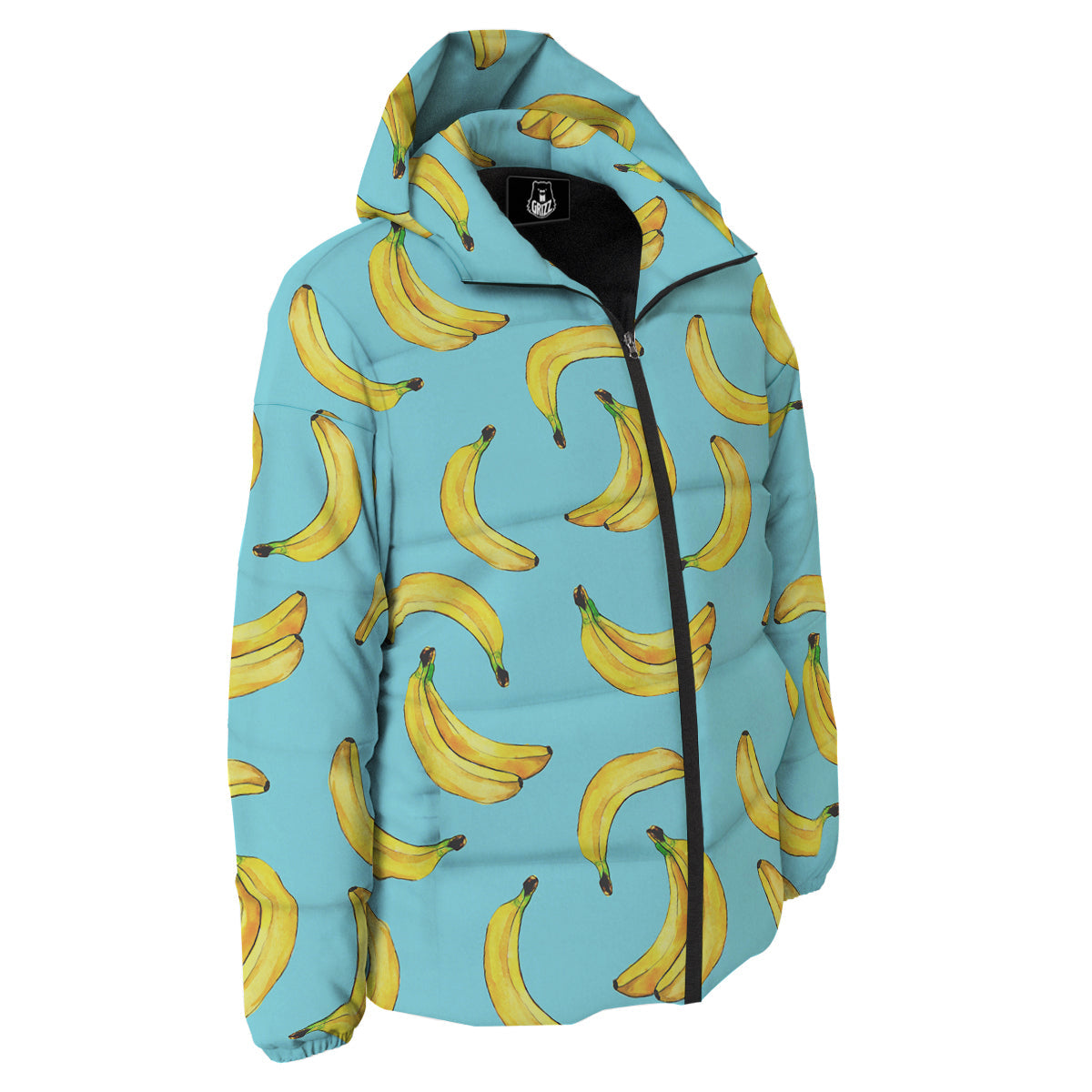 Banana Watercolor Print Pattern Down Jacket-grizzshop