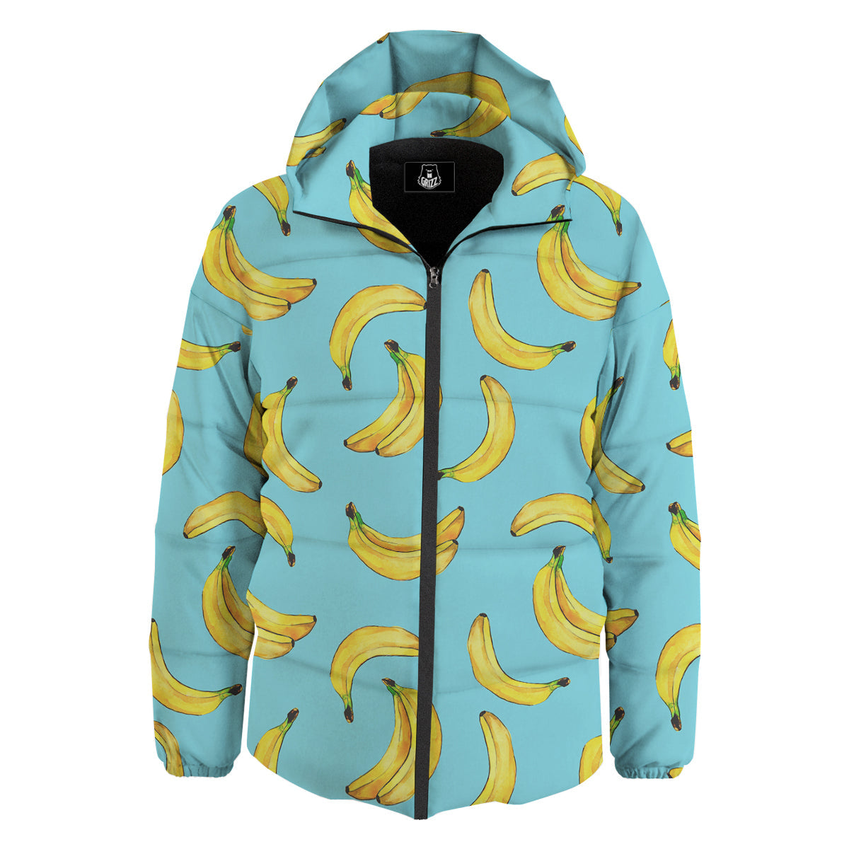 Banana Watercolor Print Pattern Down Jacket-grizzshop