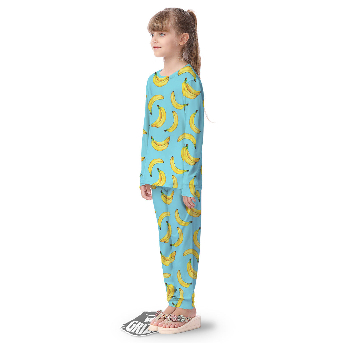 Banana Watercolor Print Pattern Kid's Pajamas-grizzshop