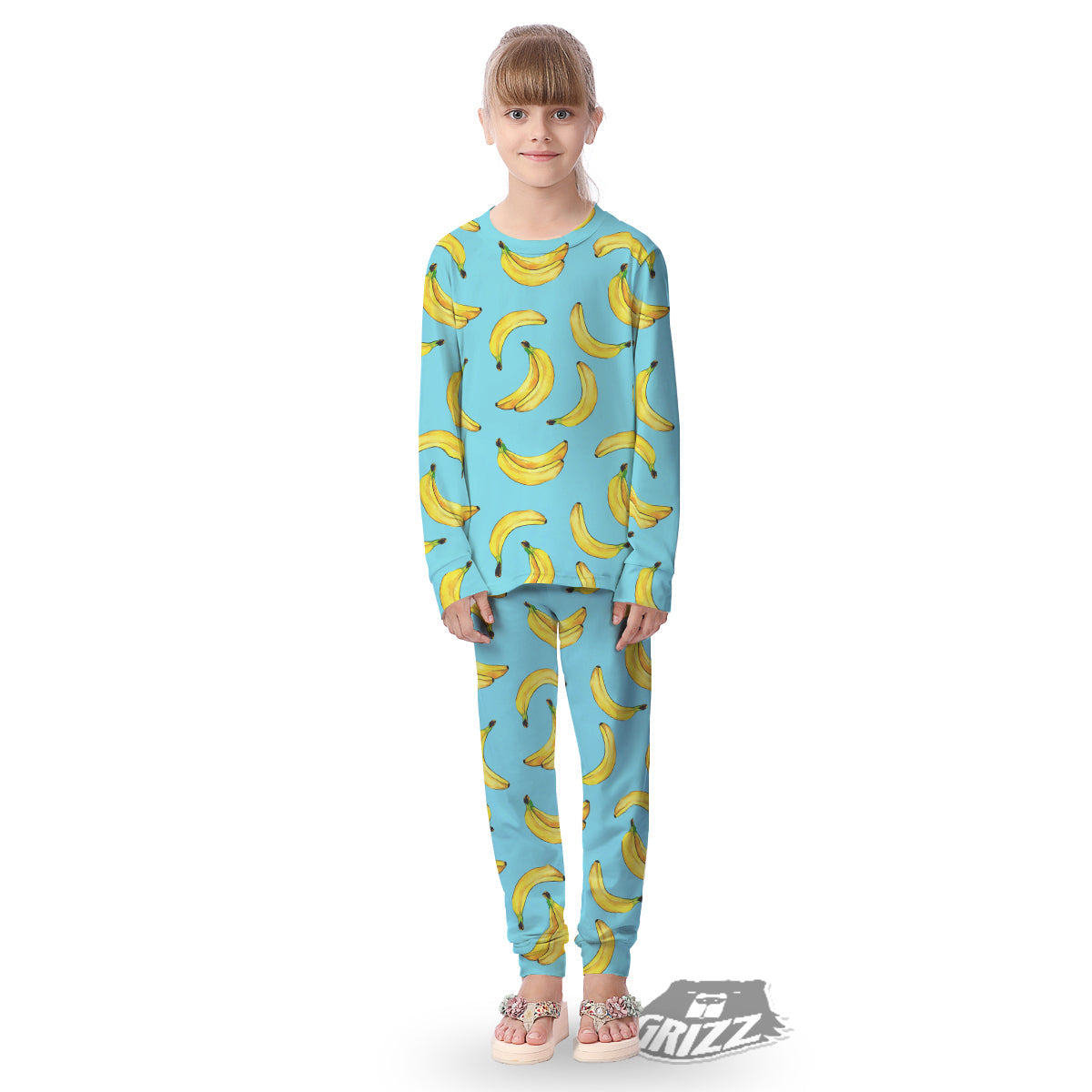 Banana Watercolor Print Pattern Kid's Pajamas-grizzshop
