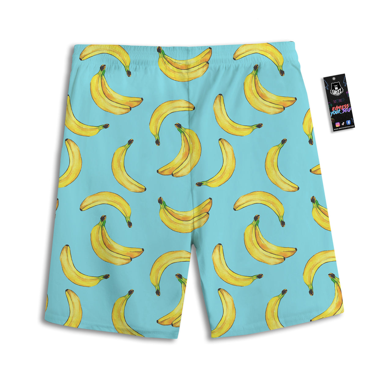 Banana Watercolor Print Pattern Men's Athletic Shorts