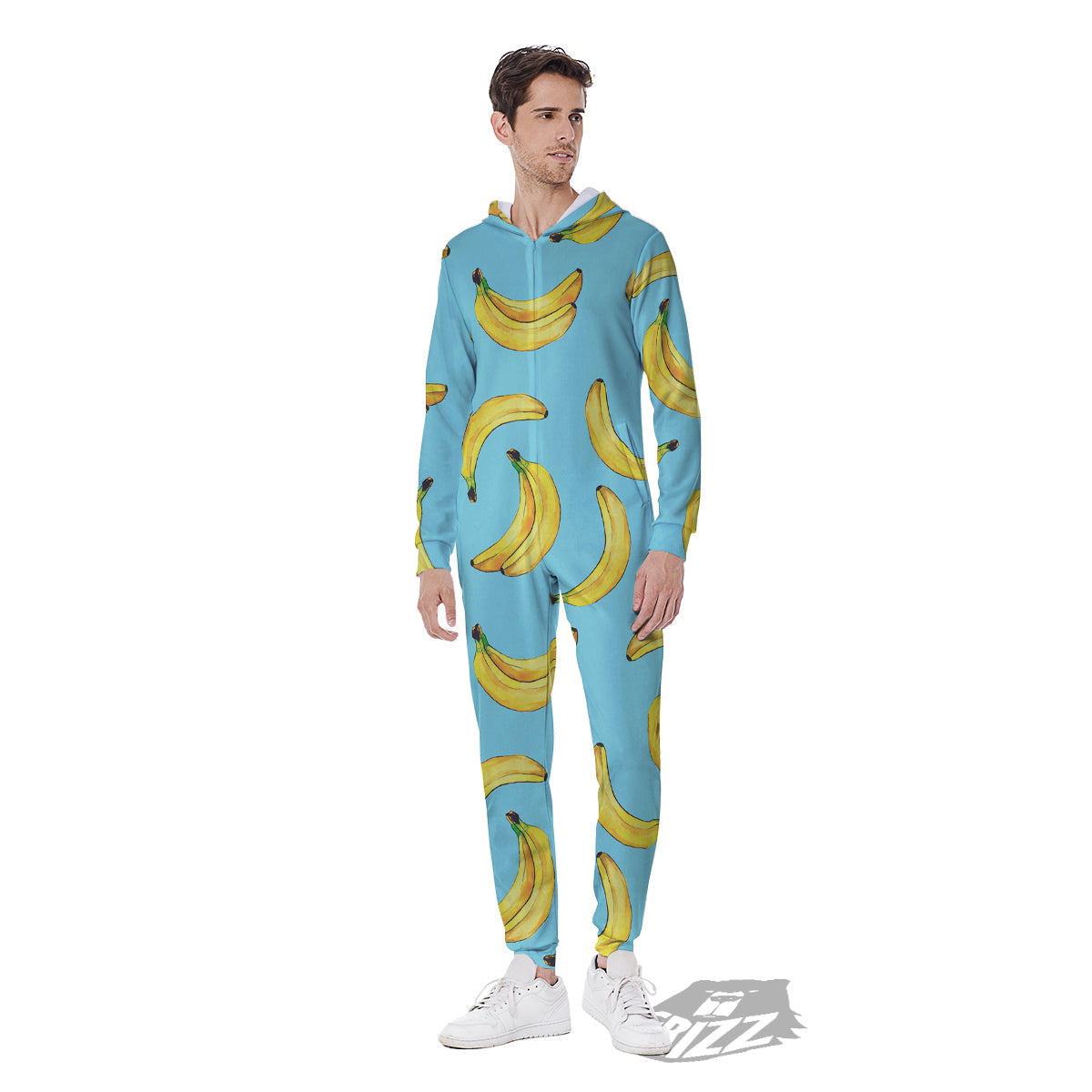 Banana Watercolor Print Pattern Men's Jumpsuit-grizzshop