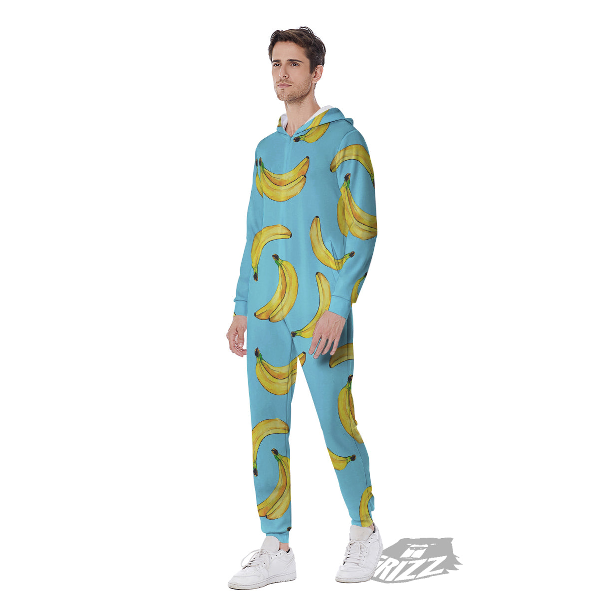 Banana Watercolor Print Pattern Men's Jumpsuit-grizzshop