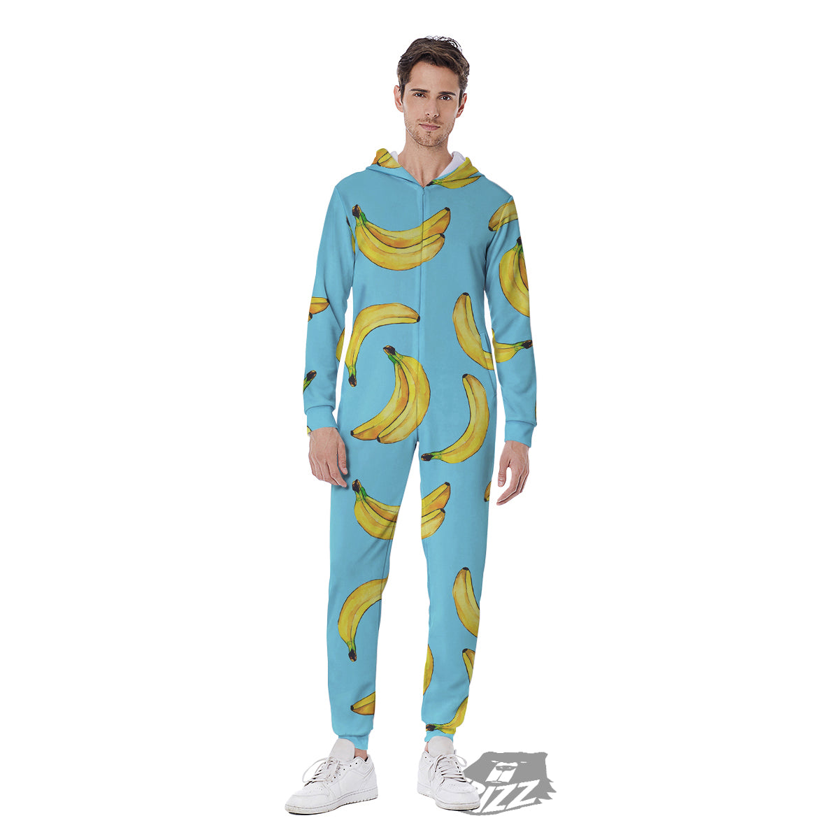 Banana Watercolor Print Pattern Men's Jumpsuit-grizzshop