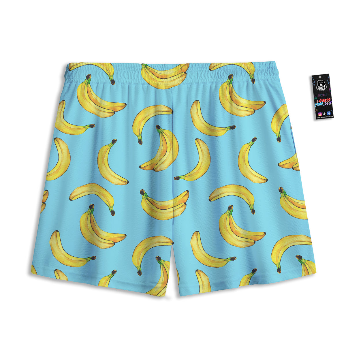 Banana Watercolor Print Pattern Mesh Shorts