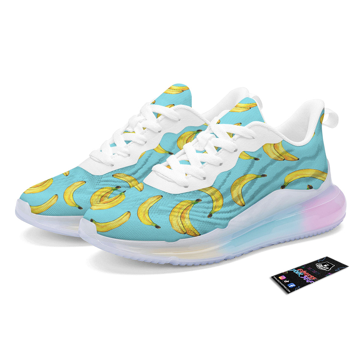 Banana Watercolor Print Pattern Running Sneakers-grizzshop