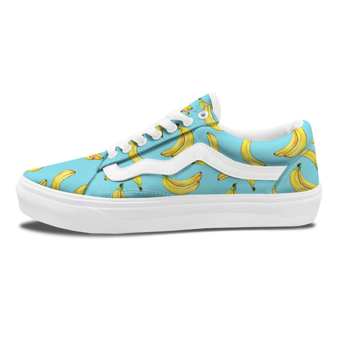 Banana Watercolor Print Pattern Skate Shoes-grizzshop