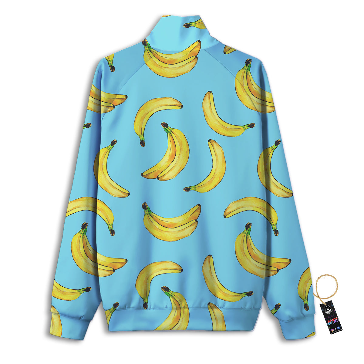 Banana Watercolor Print Pattern Track Jacket-grizzshop