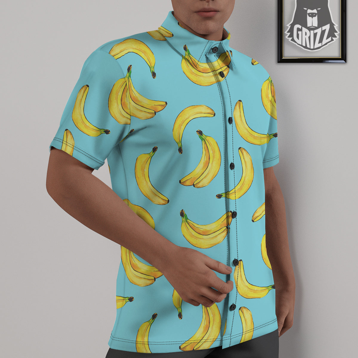 Banana Watercolor Print Pattern Untucked Shirts-grizzshop