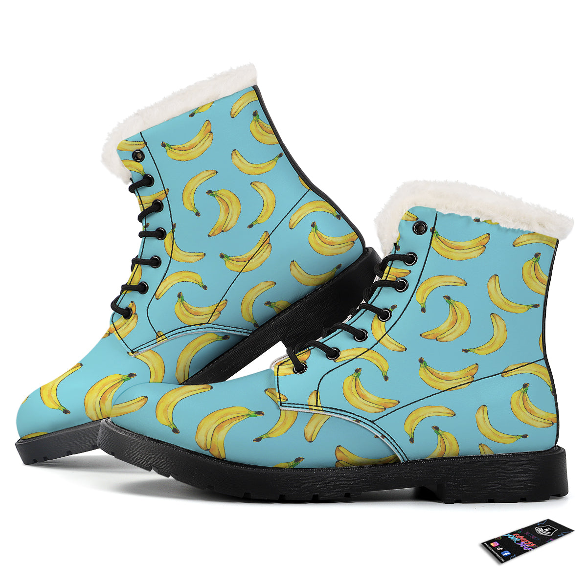 Banana Watercolor Print Pattern Winter Boots-grizzshop