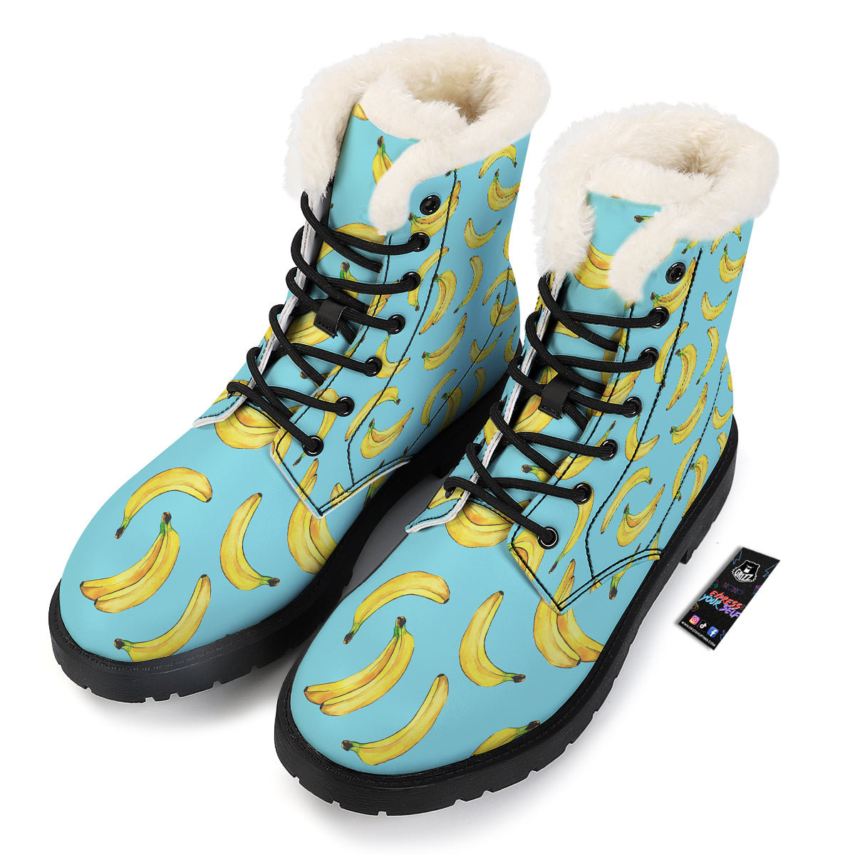 Banana Watercolor Print Pattern Winter Boots-grizzshop