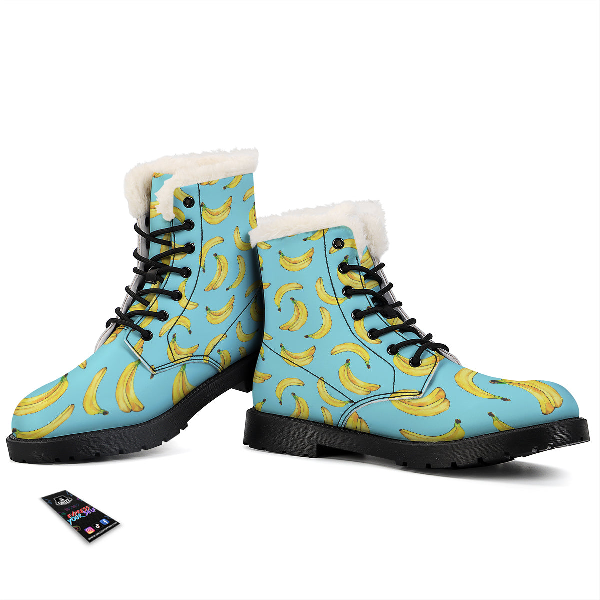 Banana Watercolor Print Pattern Winter Boots-grizzshop