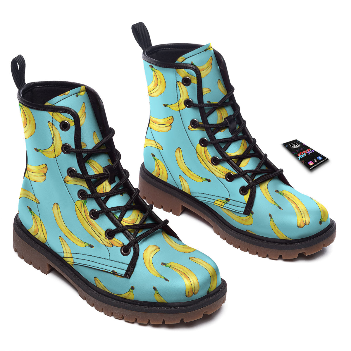 Banana Watercolor Print Pattern Work Boots-grizzshop