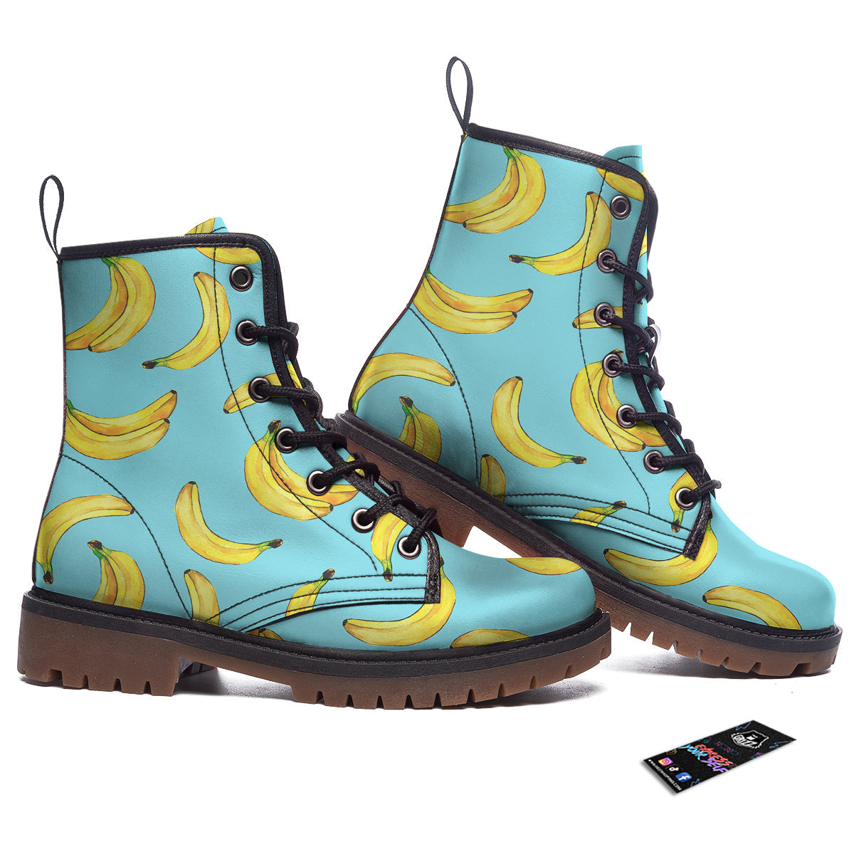 Banana Watercolor Print Pattern Work Boots-grizzshop