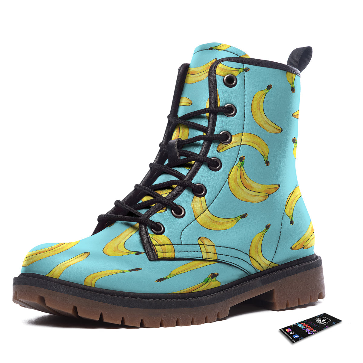 Banana Watercolor Print Pattern Work Boots-grizzshop