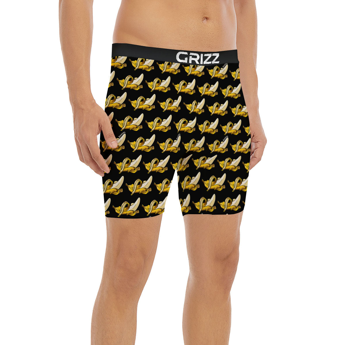 Banana Yellow And Black Print Pattern Boxer Briefs-grizzshop