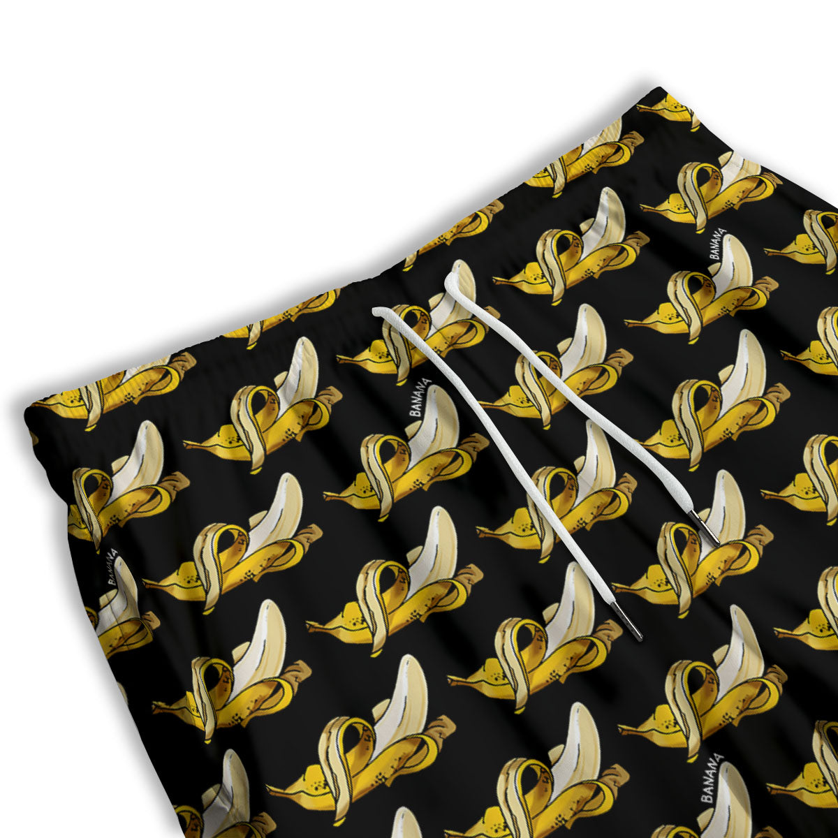 Banana Yellow And Black Print Pattern Men's Athletic Shorts
