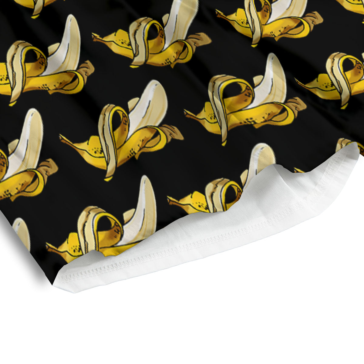 Banana Yellow And Black Print Pattern Men's Athletic Shorts