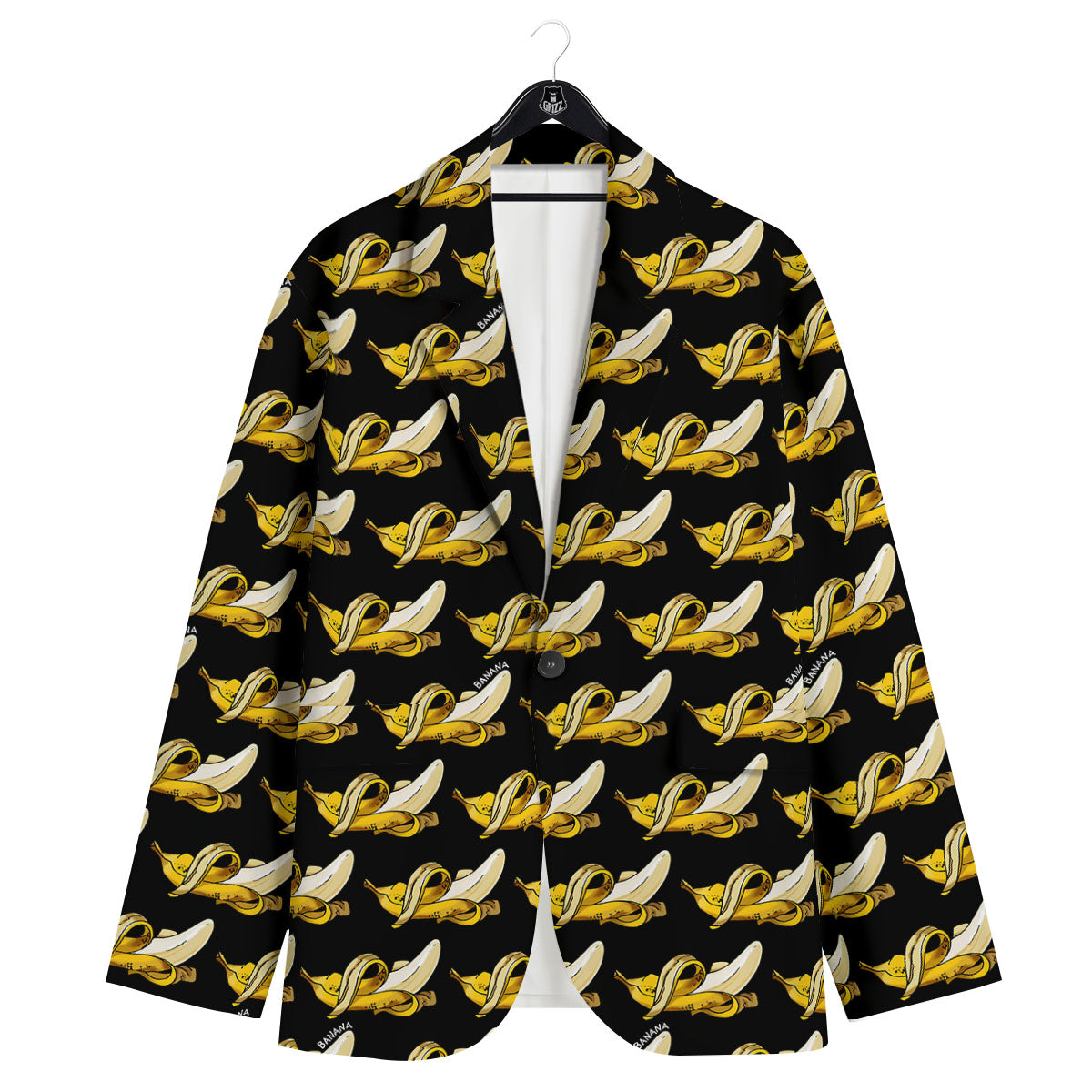 Banana Yellow And Black Print Pattern Men's Sport Coat-grizzshop