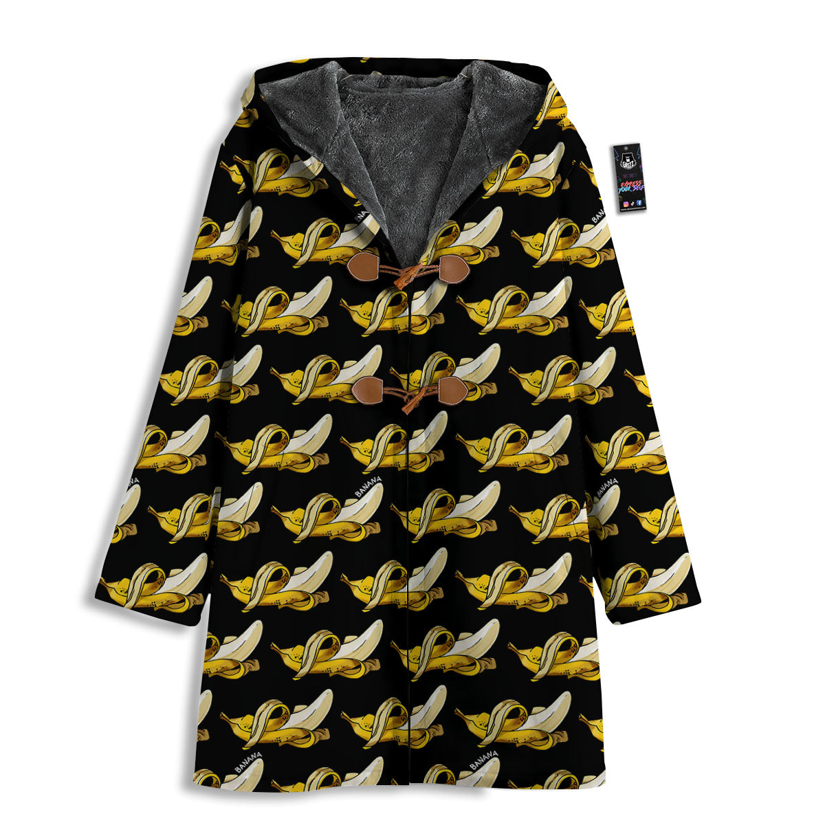 Banana Yellow And Black Print Pattern Men's Windbreaker Jacket-grizzshop