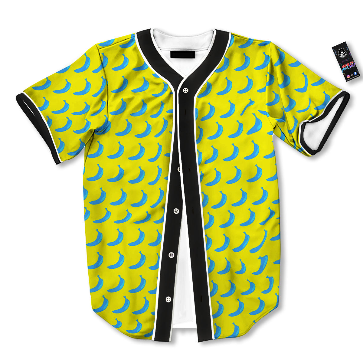 Banana Yellow And Blue Print Pattern Baseball Jersey-grizzshop