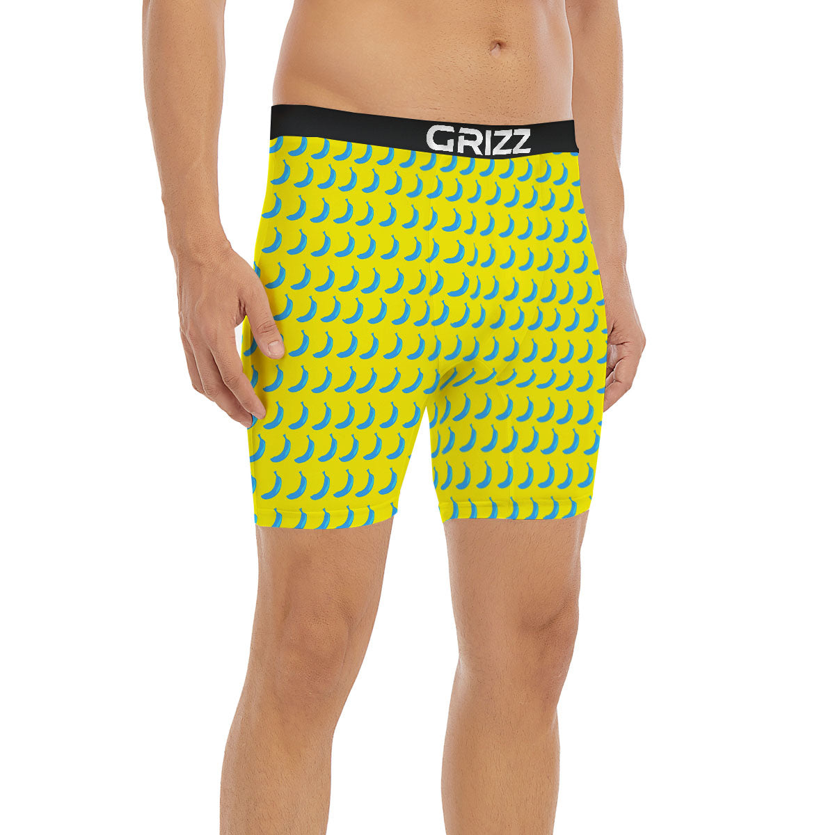 Banana Yellow And Blue Print Pattern Boxer Briefs-grizzshop