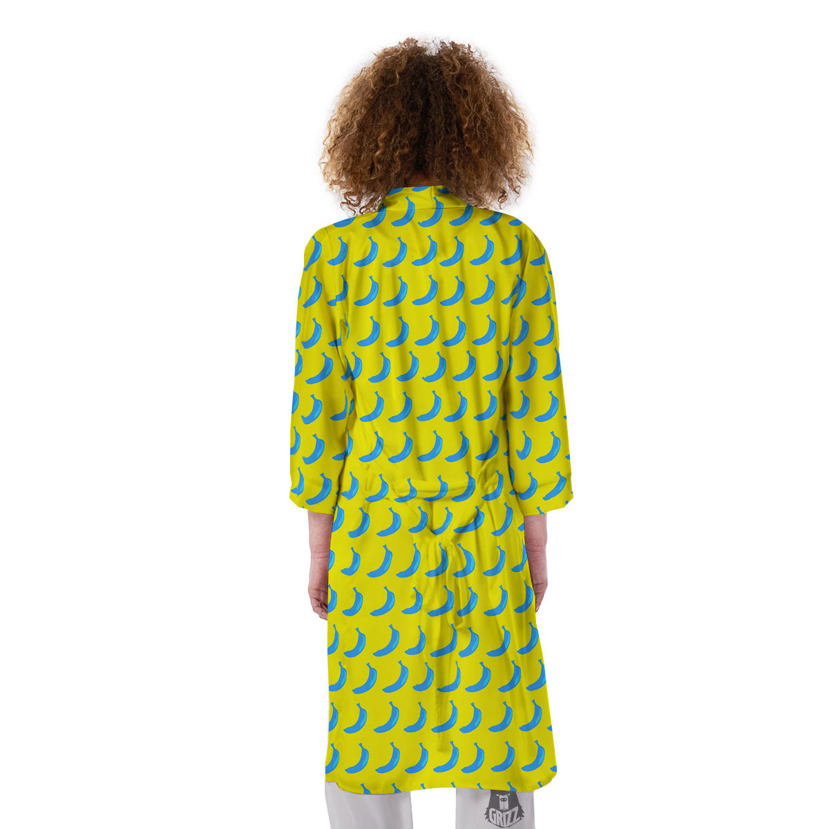 Banana Yellow And Blue Print Pattern Kimono-grizzshop