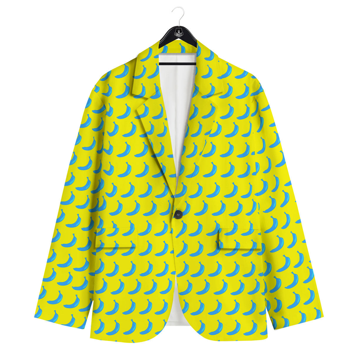 Banana Yellow And Blue Print Pattern Men's Sport Coat-grizzshop
