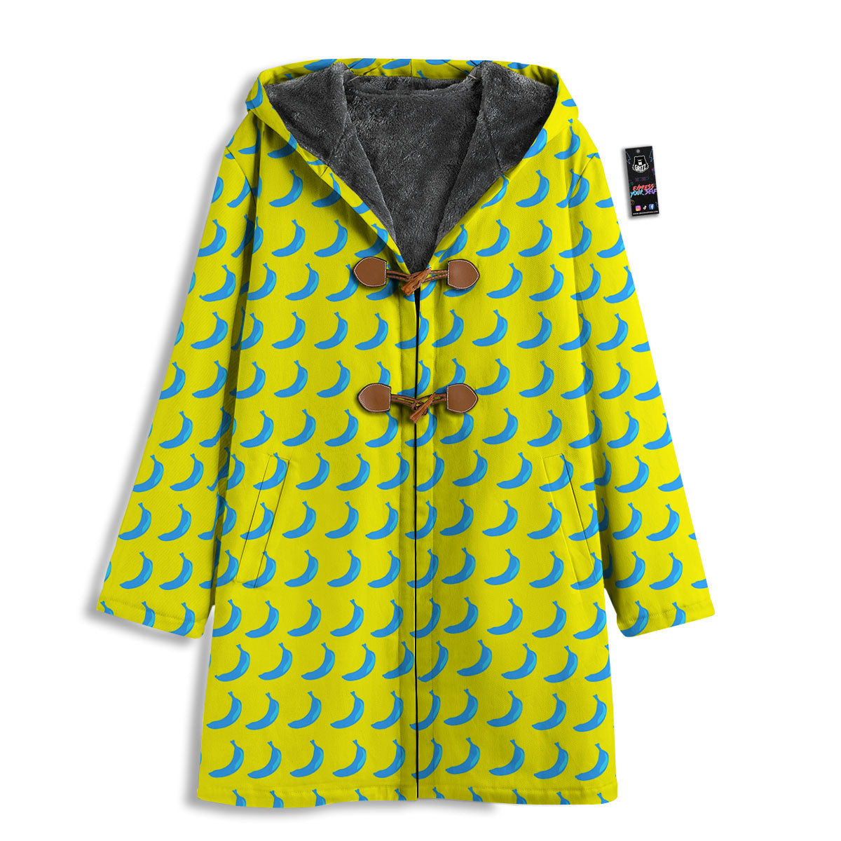 Banana Yellow And Blue Print Pattern Men's Windbreaker Jacket-grizzshop