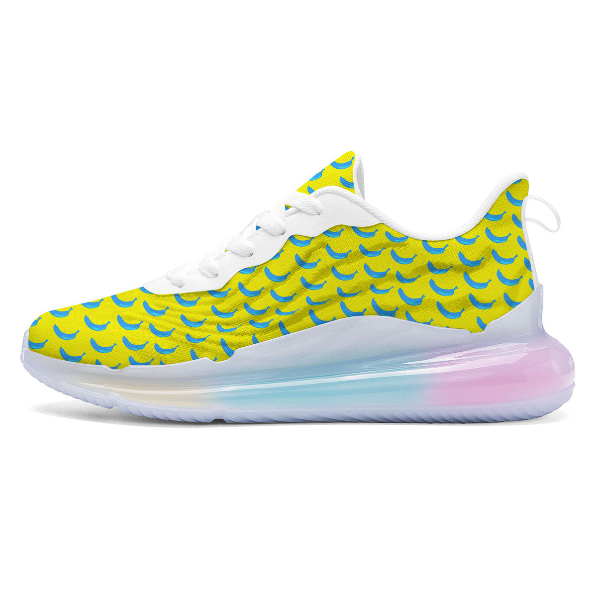 Banana Yellow And Blue Print Pattern Running Sneakers-grizzshop