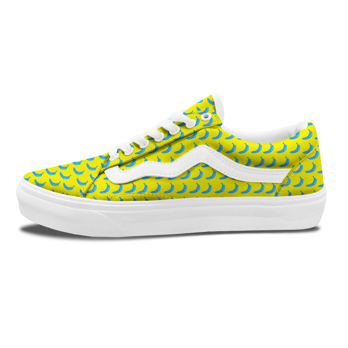 Banana Yellow And Blue Print Pattern Skate Shoes-grizzshop