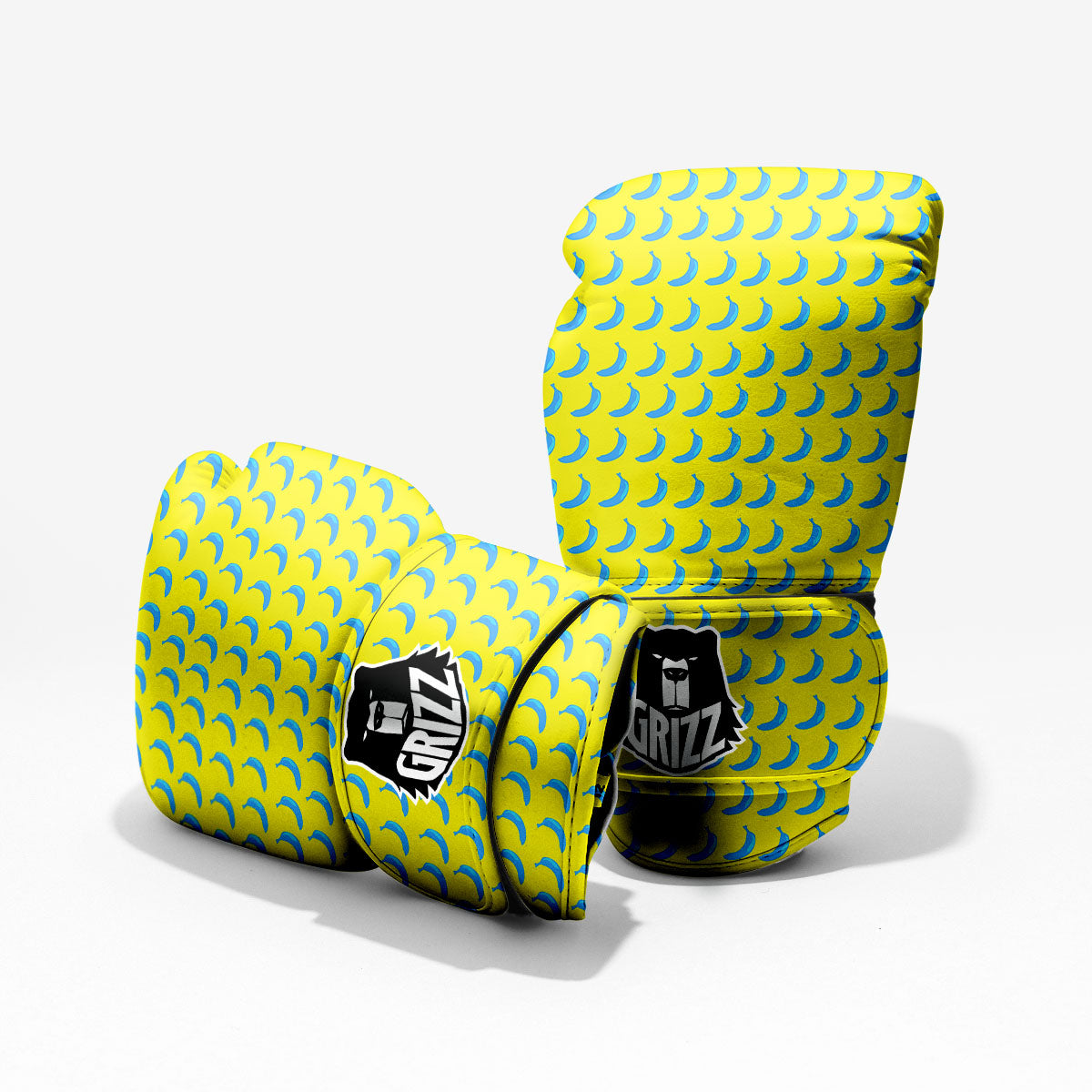 Banana Yellow And Blue Print Pattern Pro Boxing Glove
