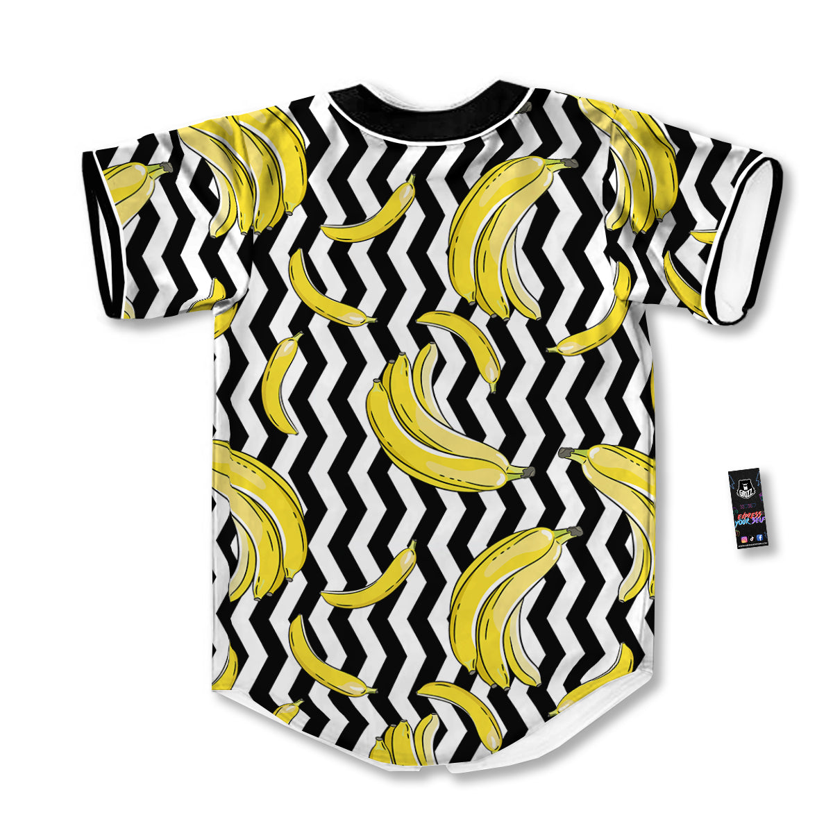 Banana Zigzag Print Pattern Baseball Jersey-grizzshop