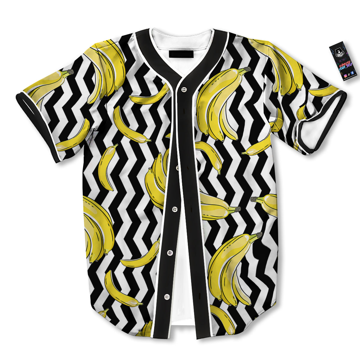 Banana Zigzag Print Pattern Baseball Jersey-grizzshop