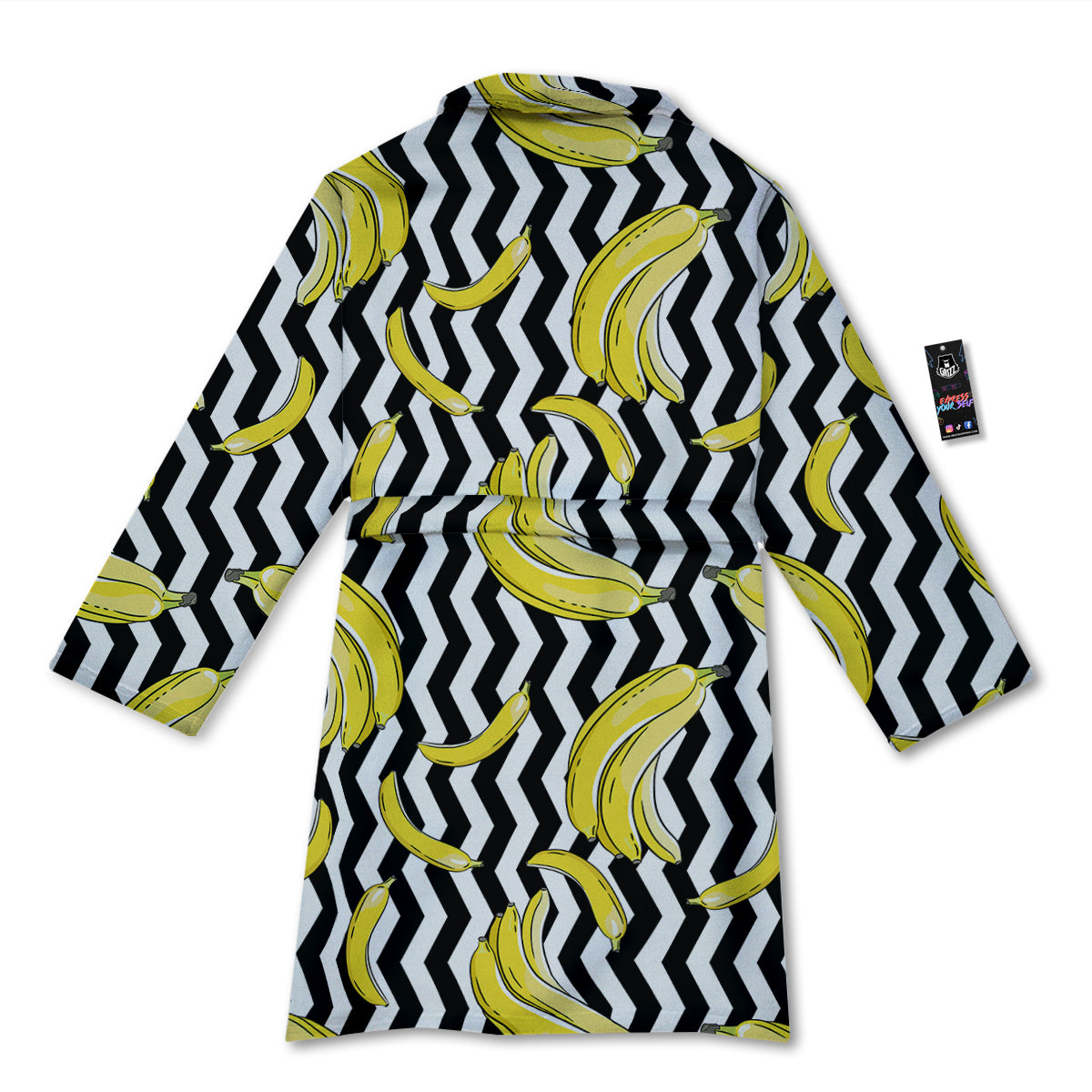 Banana Zigzag Print Pattern Bathrobe-grizzshop