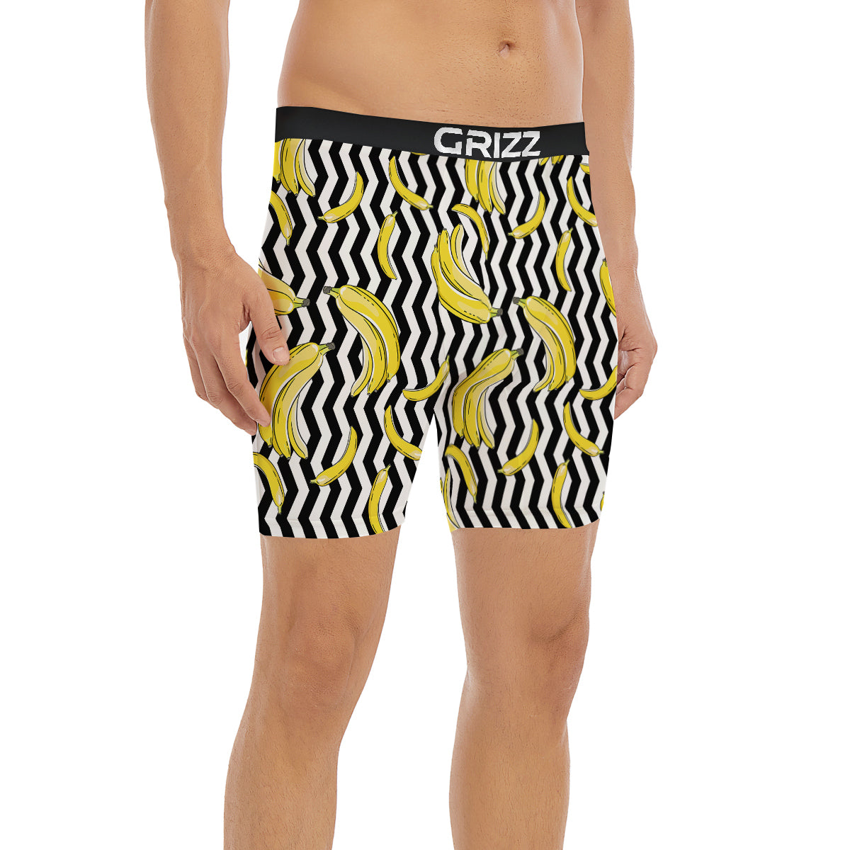 Banana Zigzag Print Pattern Boxer Briefs-grizzshop