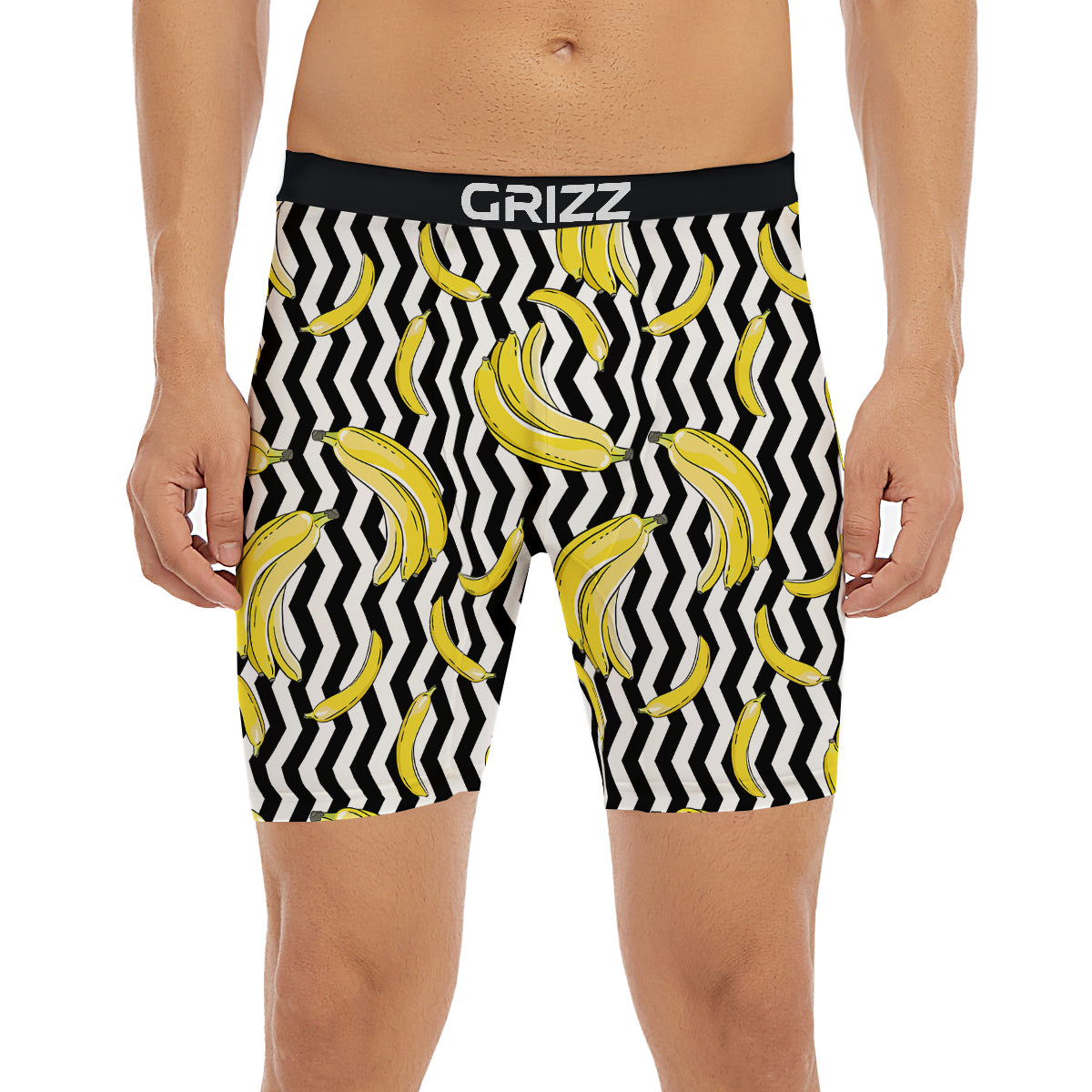 Banana Zigzag Print Pattern Boxer Briefs-grizzshop