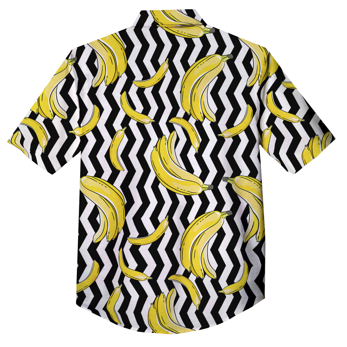 Banana Zigzag Print Pattern Button Up Shirt-grizzshop