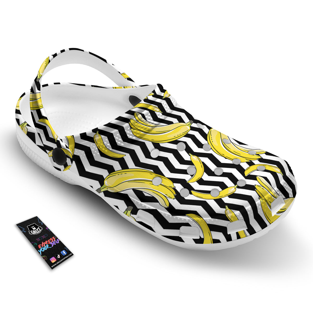 Banana Zigzag Print Pattern Clog-grizzshop